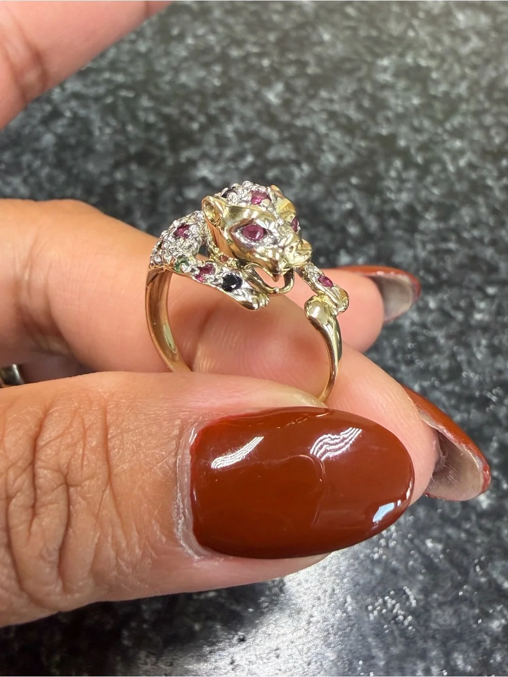 14k panther multi stone ring